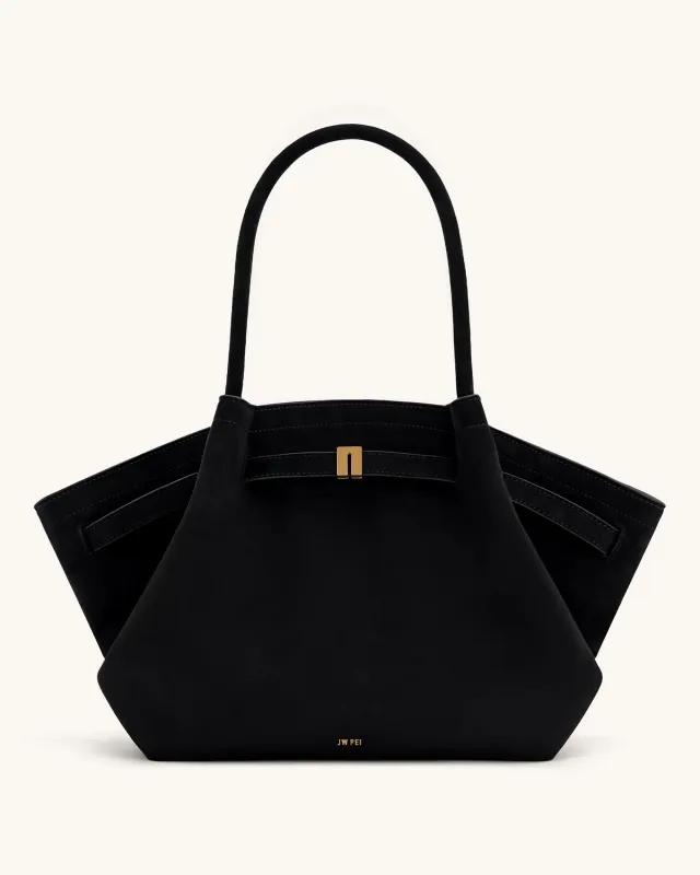 Hana Large Faux Suede Tote Bag - Black sold by JW PEI