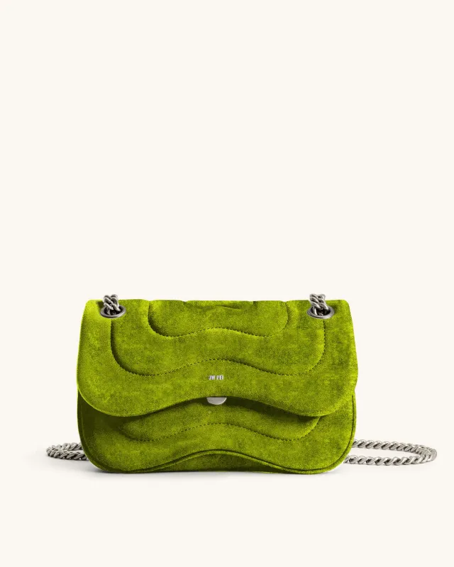 Tina Velvet Quilted Chain Crossbody - Green sold by JW PEI