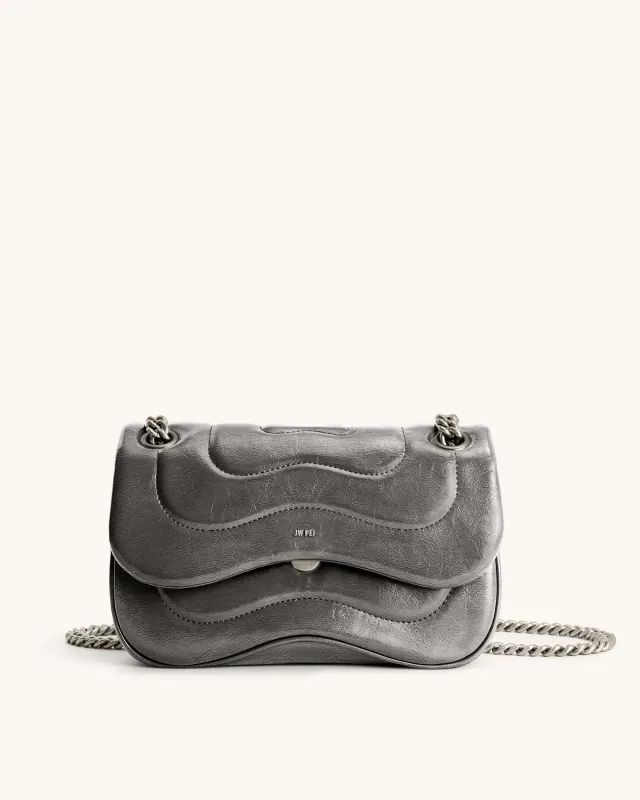 Tina Quilted Chain Crossbody - Shimmer Silve sold by JW PEI
