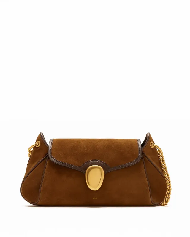 Mia Faux Suede Chain Crossbody Bag - Brown sold by JW PEI