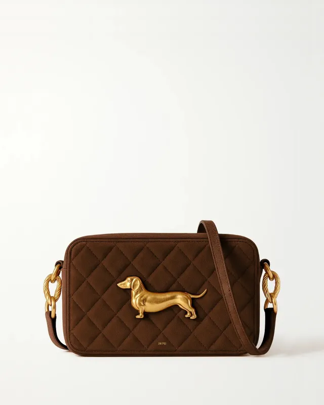 Dachshund Quilted Crossbody Bag - Brown sold by JW PEI