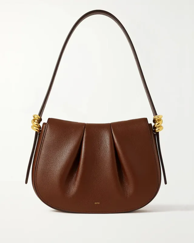 Ava Pleated Shoulder Bag - Brown sold by JW PEI