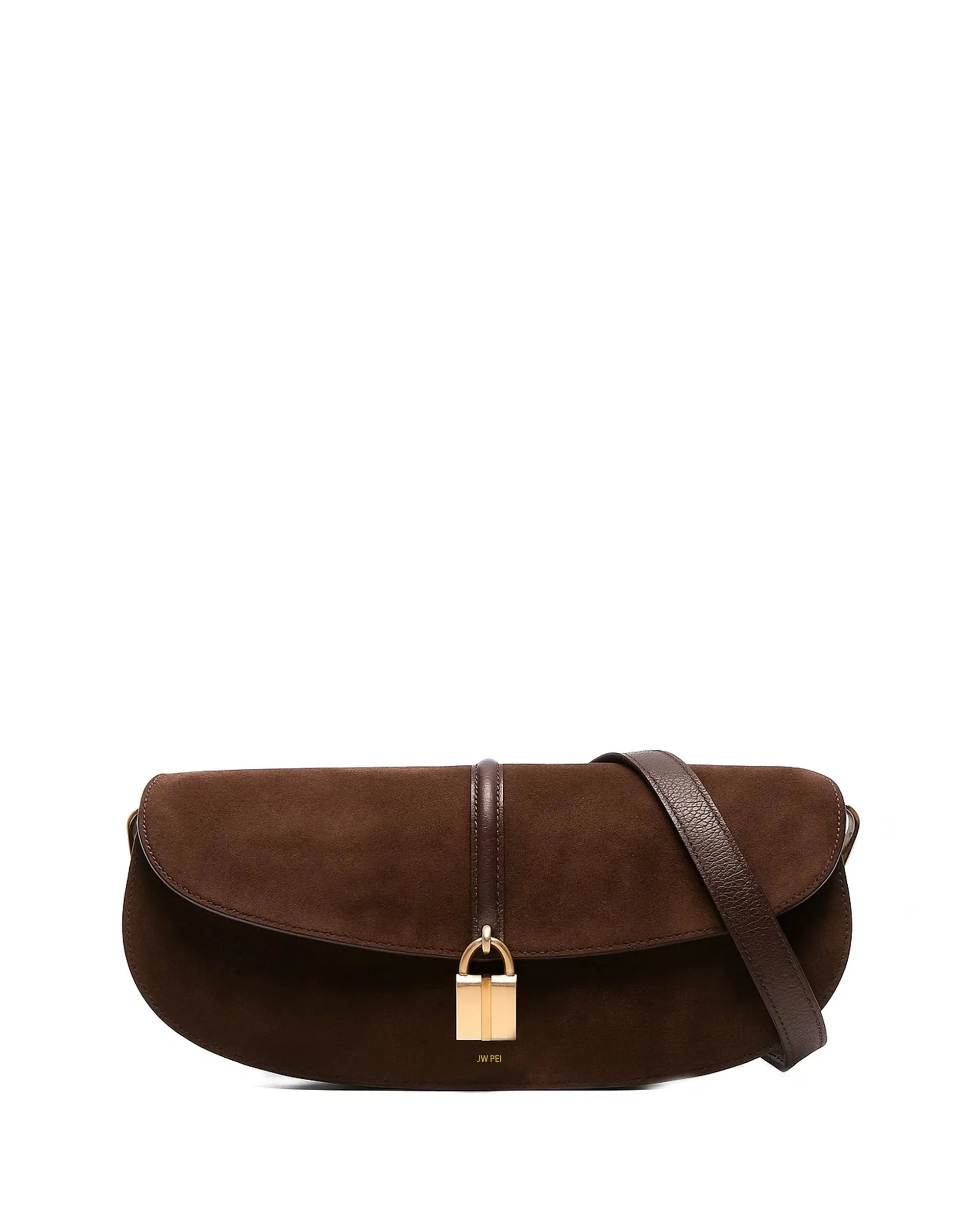 Mia Faux Suede Crescent Bag - Brown sold by JW PEI