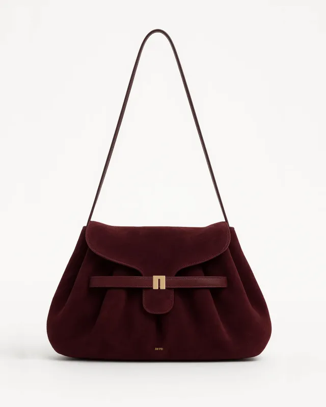 Alyssa Faux Suede Shoulder Bag - Burgundy sold by JW PEI