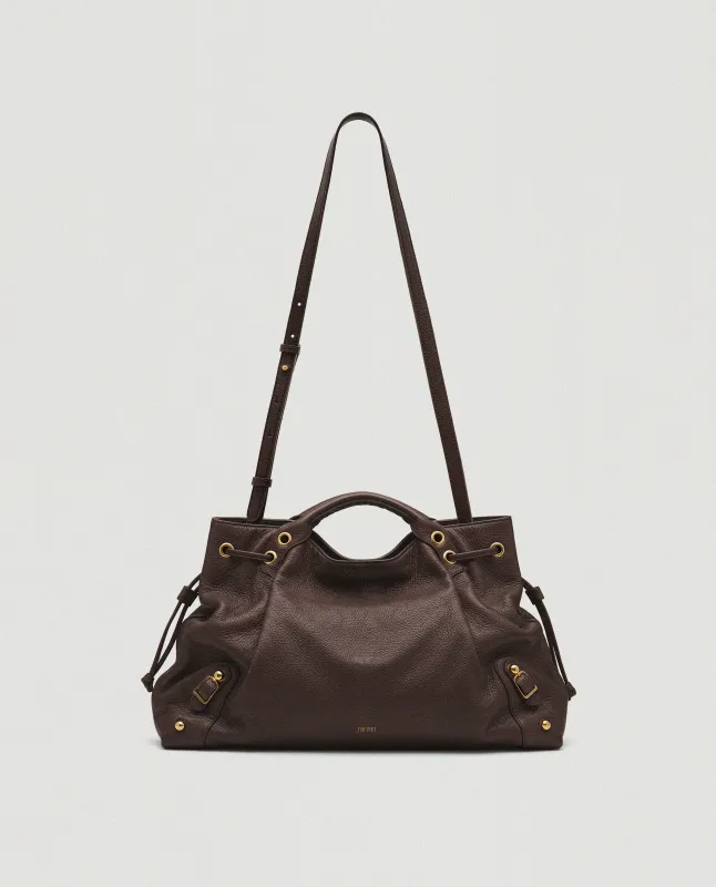Riley Drawstring Tote Bag - Brown sold by JW PEI