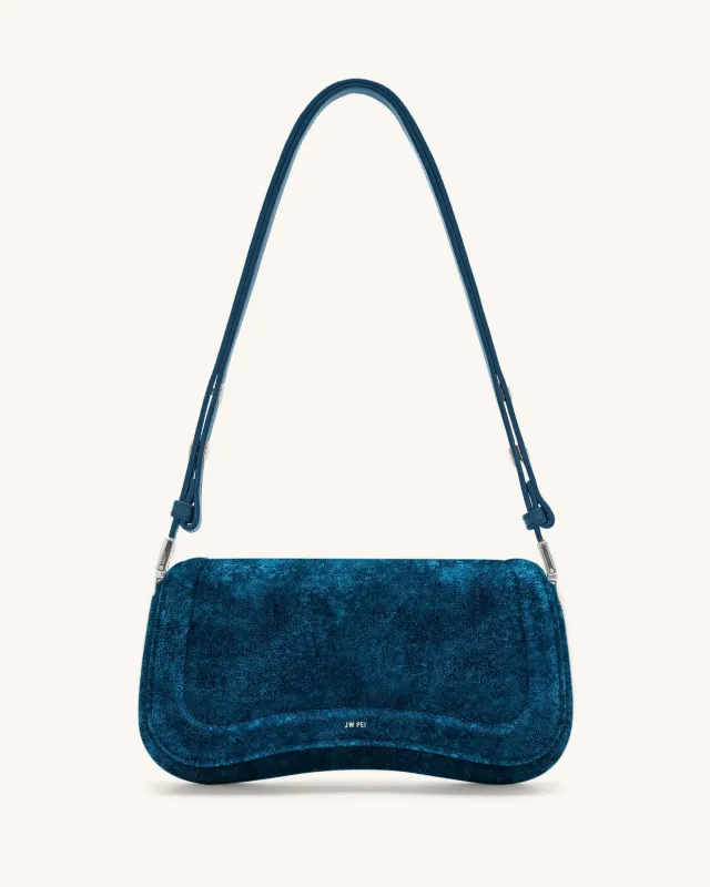 Joy Velvet Shoulder Bag - Blue sold by JW PEI