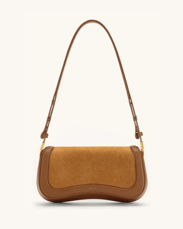 Joy Faux Suede Shoulder Bag - Brown sold by JW PEI