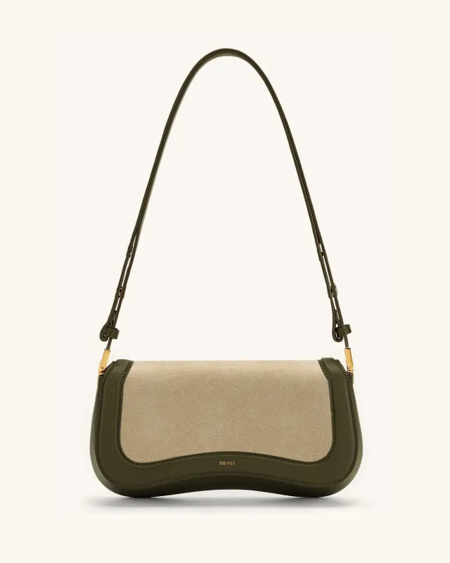 Joy Faux Suede Shoulder Bag - Khaki Green sold by JW PEI