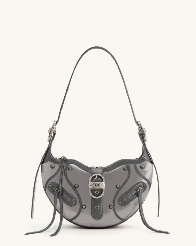 Tessa Studded Contrast Shoulder Bag - Gray sold by JW PEI