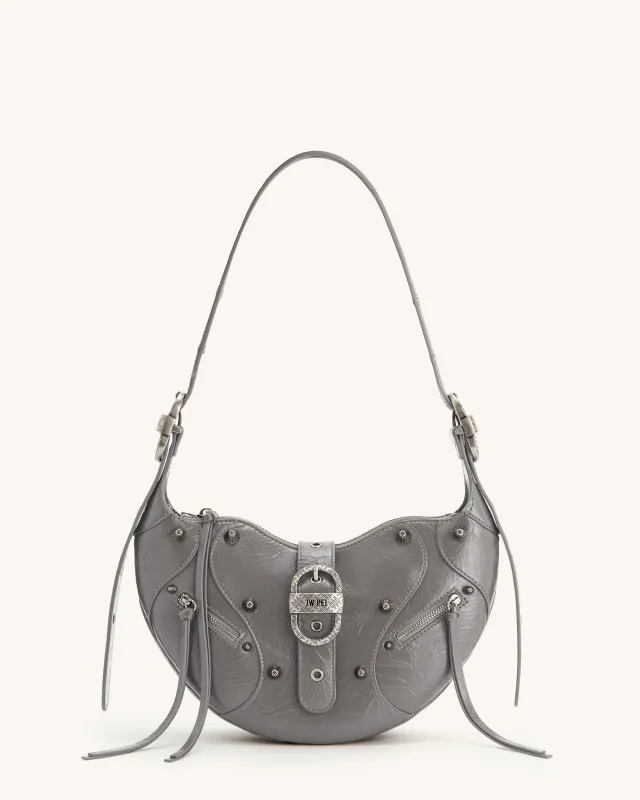 Tessa Studded Shoulder Bag - Gray sold by JW PEI