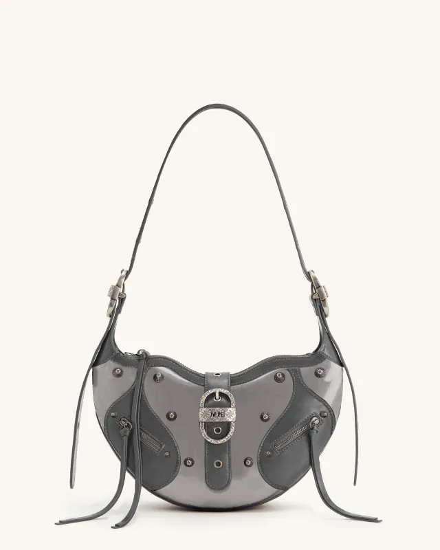 Tessa Studded Shoulder Bag - Dark Gray sold by JW PEI