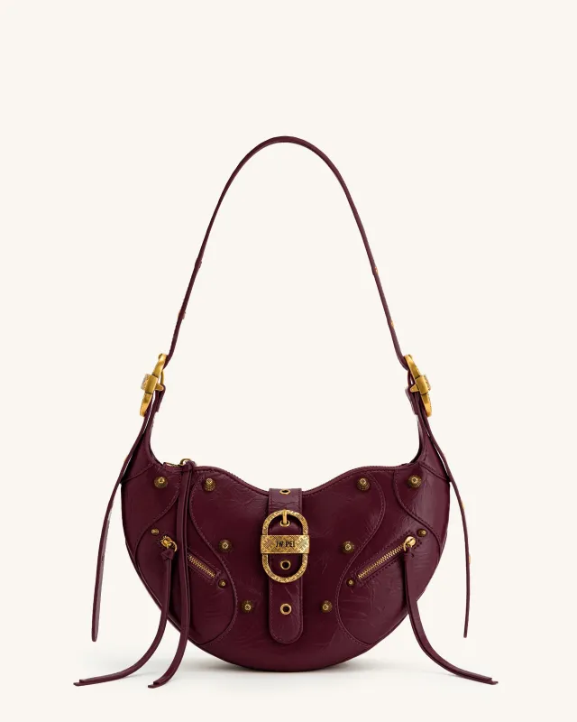 Tessa Studded Shoulder Bag - Burgundy sold by JW PEI