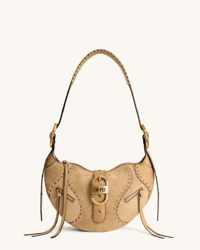 Tessa Faux Suede Shoulder Bag - Khaki sold by JW PEI