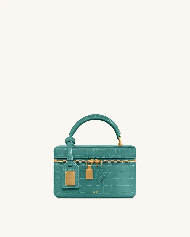 Cleo Box Shape Top Handle Bag - Green Croc sold by JW PEI
