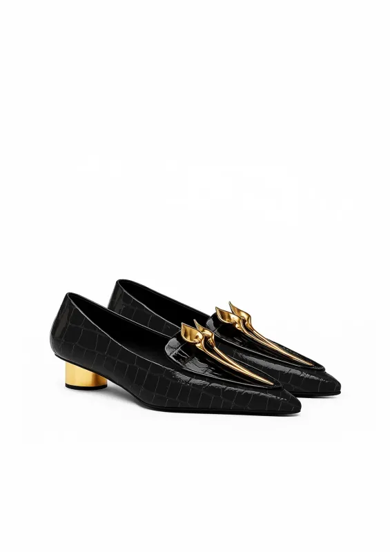 Simone Gold Accent Loafers – Black sold by JW PEI