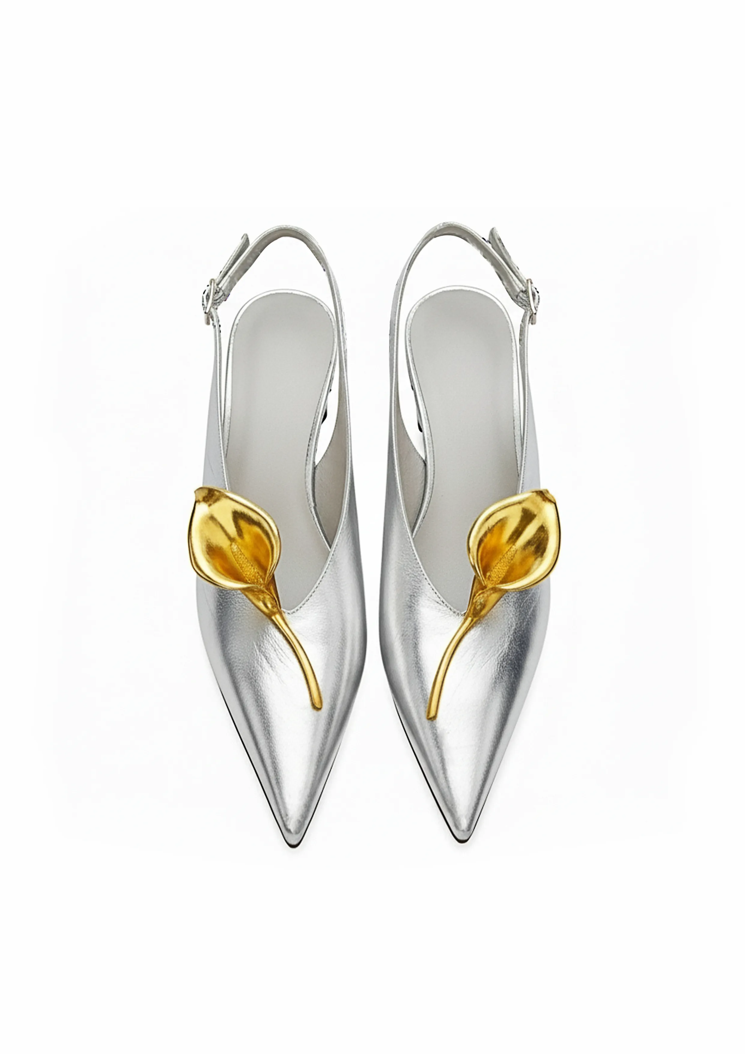 Lila Metallic Flower Slingbacks – Silver sold by JW PEI product image thumbnail 2