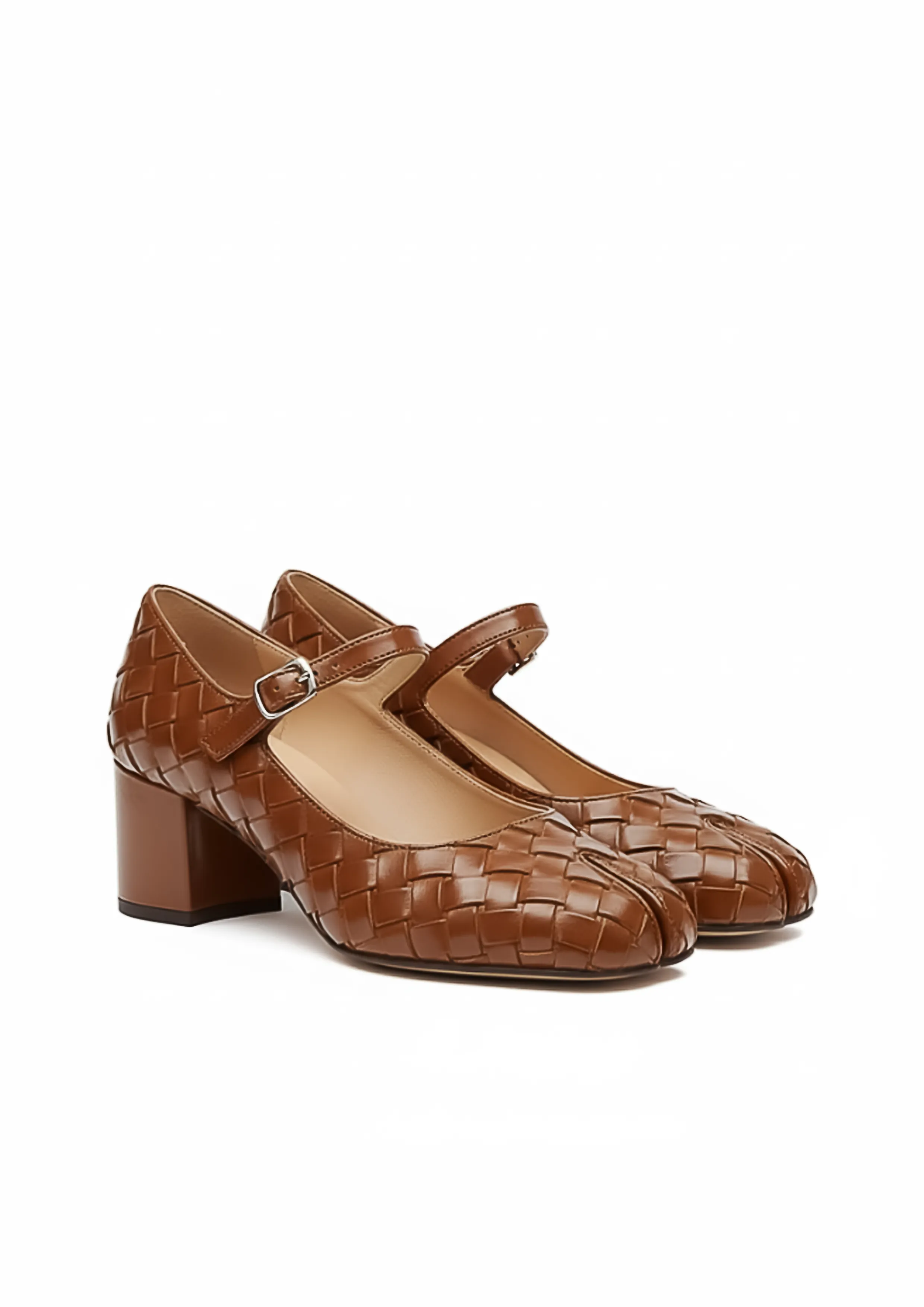 Mabel Woven Mary Janes – Brown sold by JW PEI