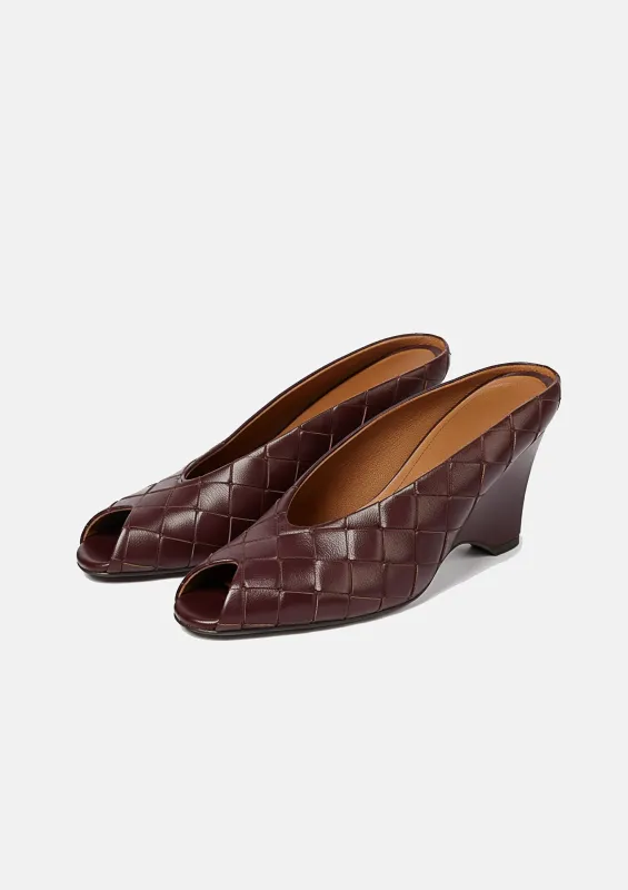 Hazel Quilted Wedge Mules – Brown sold by JW PEI