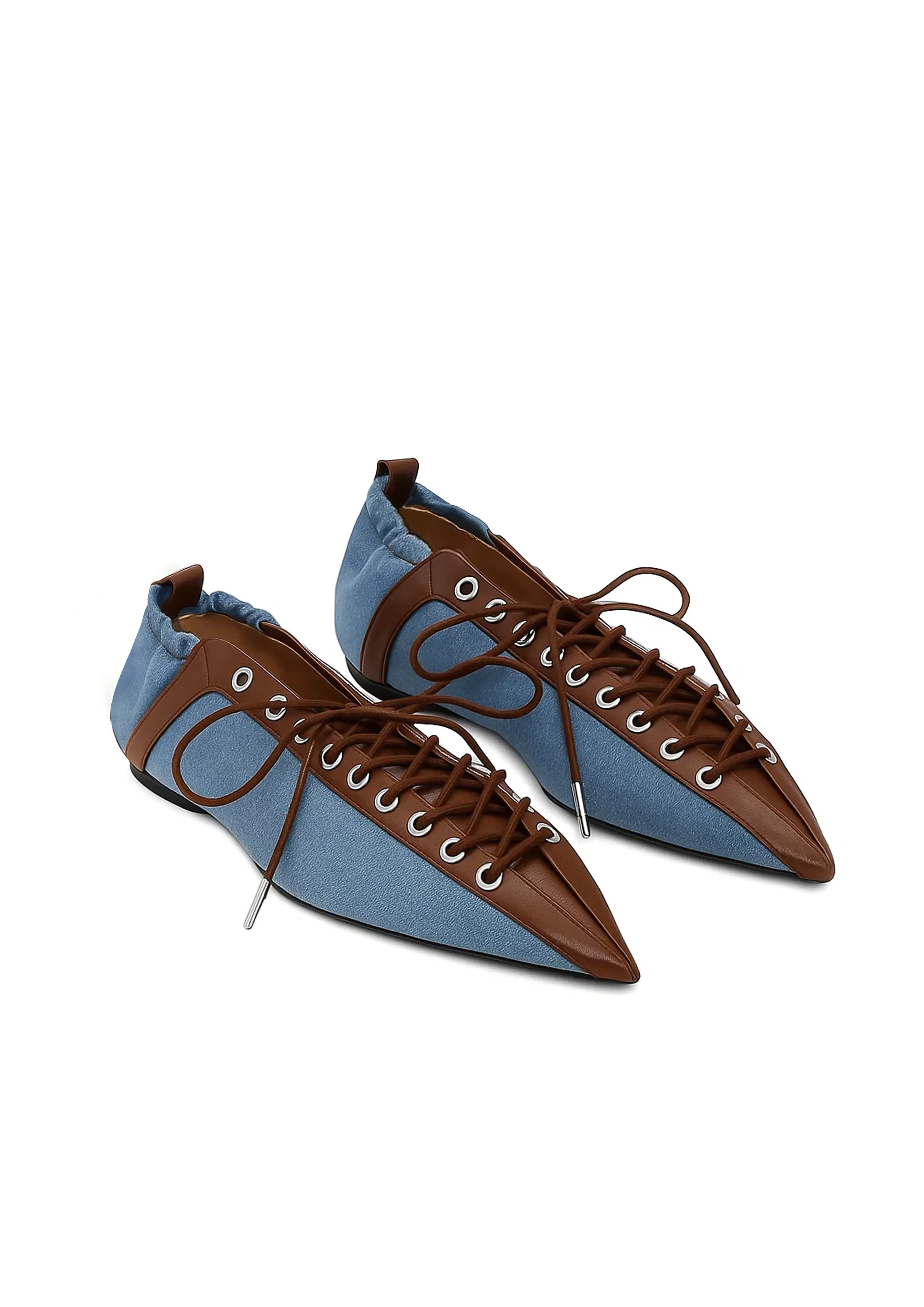 Ava Lace-Up Flats – Blue sold by JW PEI