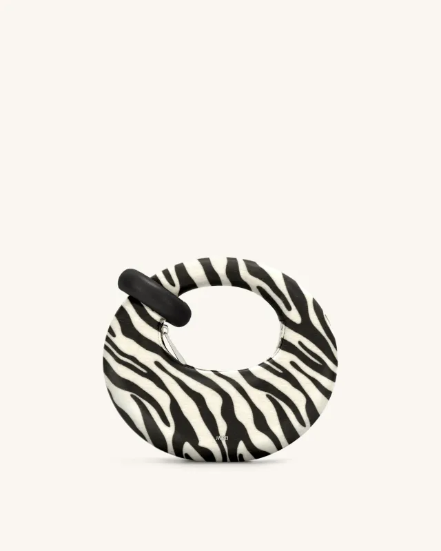 Abacus Faux Zebra Print Mini Top Handle Bag - Black and White sold by JW PEI