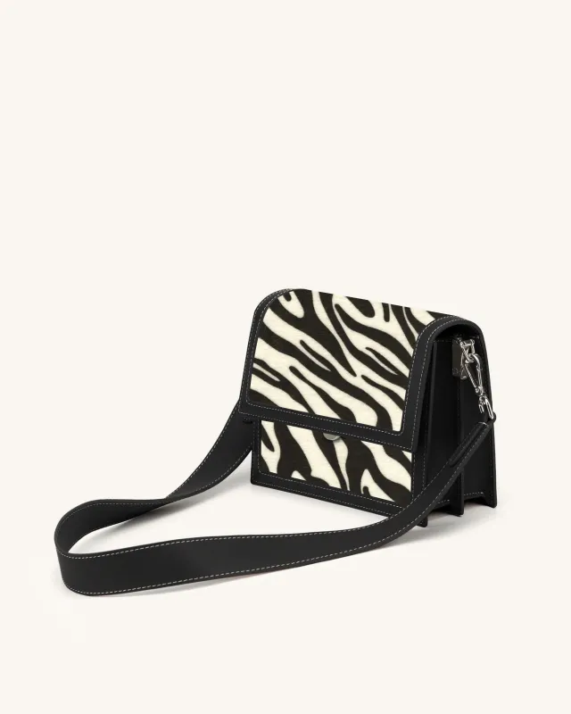Mini Flap Faux Zebra Print Crossbody - Black and White sold by JW PEI