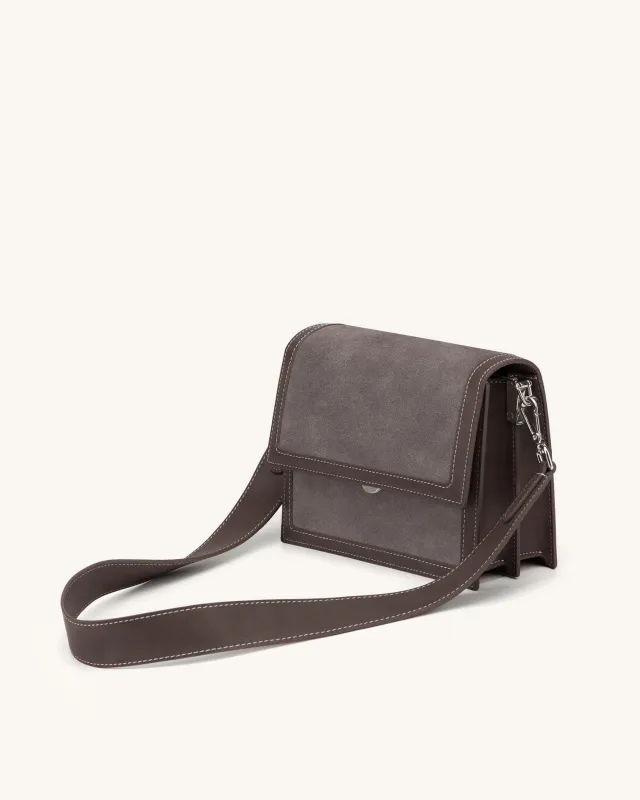 Mini Flap Faux Suede Crossbody - Gray sold by JW PEI
