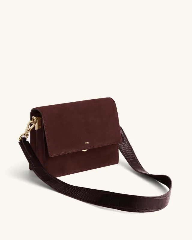 Mini Flap Faux Suede Crossbody - Reddish Brown sold by JW PEI