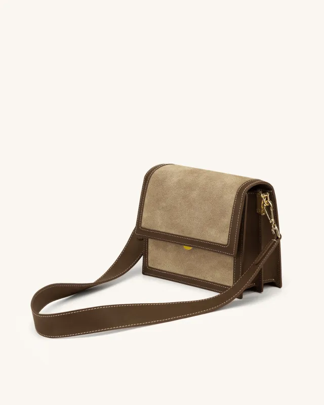 Mini Flap Faux Suede Crossbody - Brown sold by JW PEI