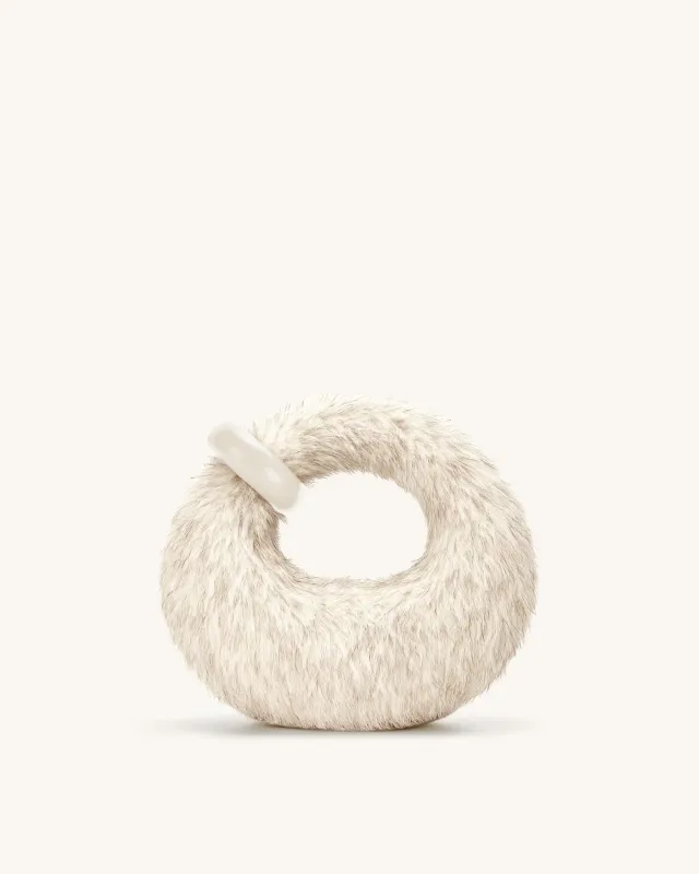 Abacus Faux Fur Mini Top Handle Bag - White sold by JW PEI
