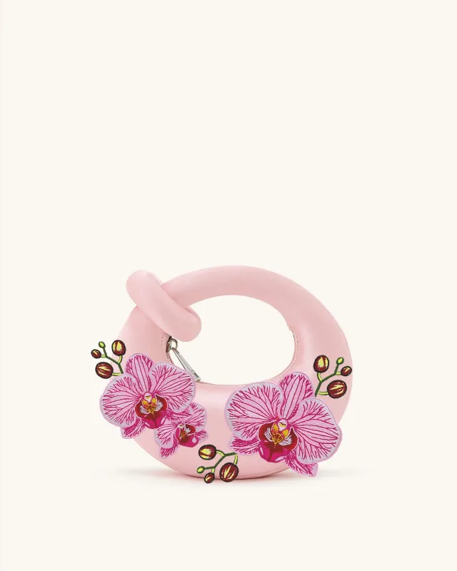 Abacus Orchid Embroidered Mini Top Handle Bag - Pink sold by JW PEI