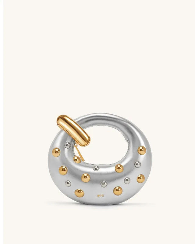 Abacus Studded Mini Top Handle Bag - Silver sold by JW PEI