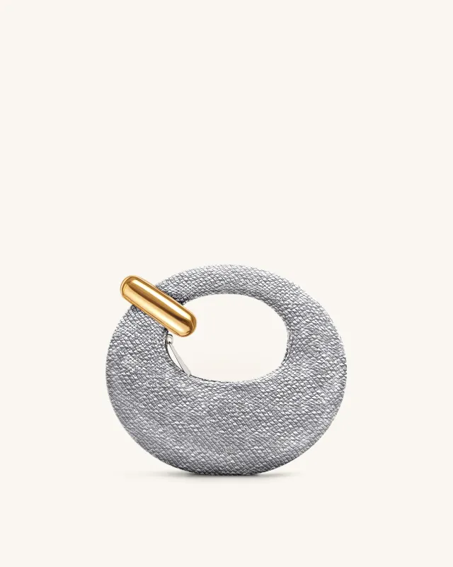Abacus Faux Snake-Effect Mini Top Handle Bag - Silver sold by JW PEI