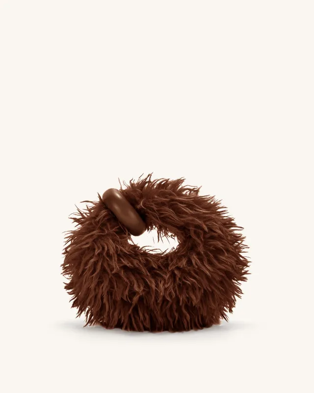 Abacus Faux Fur Mini Top Handle Bag - Brown sold by JW PEI