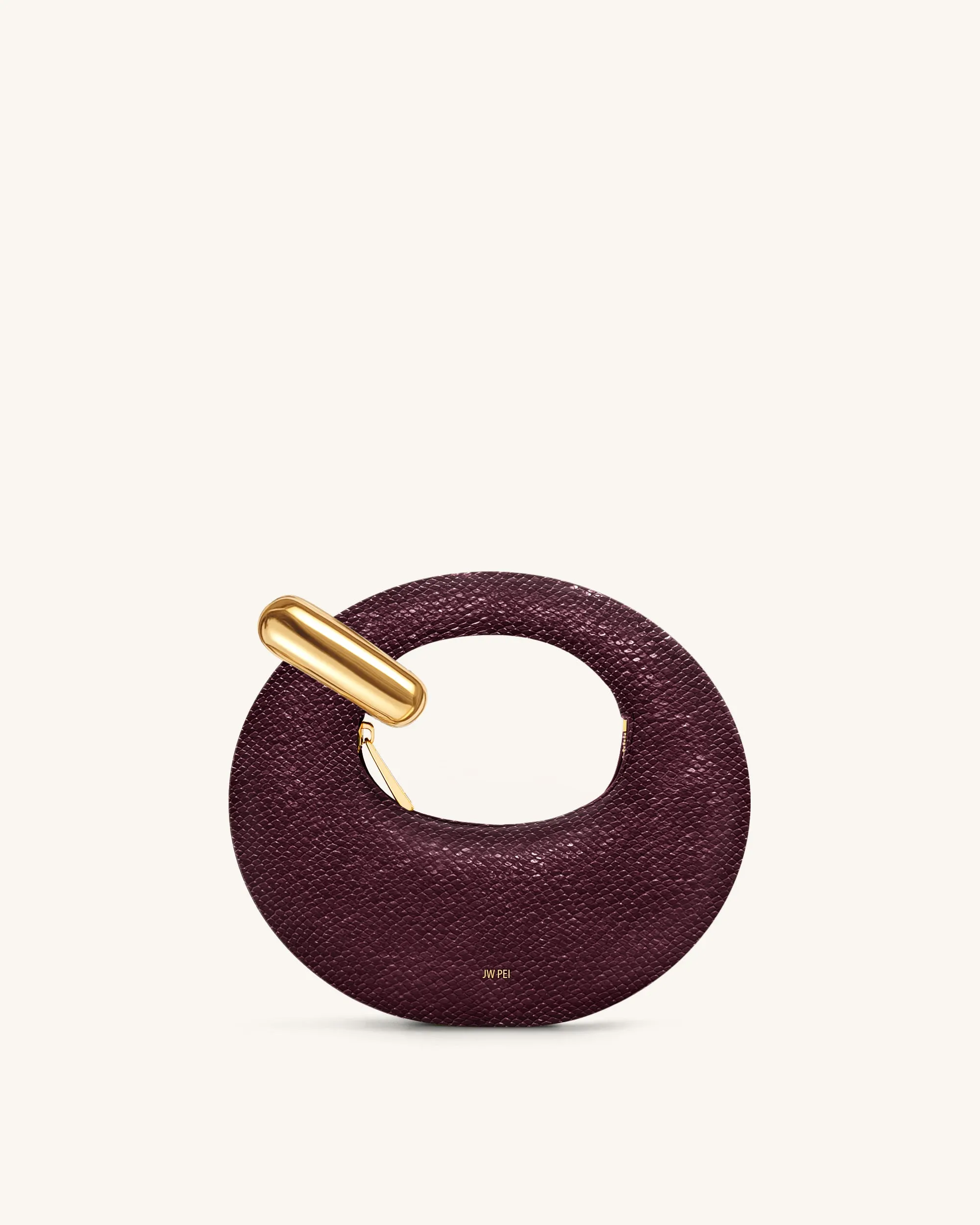 Abacus Faux Snake-Effect Mini Top Handle Bag - Burgundy sold by JW PEI