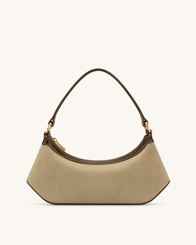 Lily Faux Suede Shoulder Bag - Brown sold by JW PEI