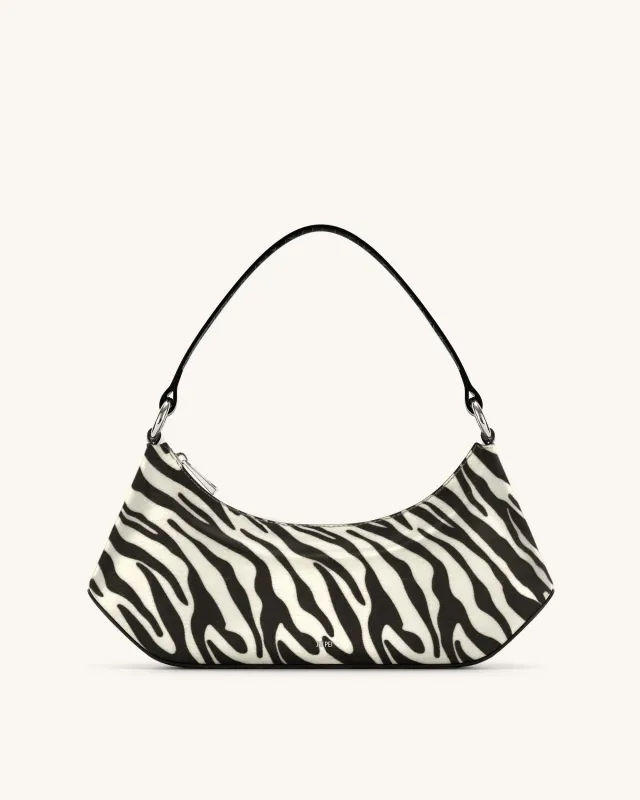 Lily Faux Zebra Shoulder Bag - Black and White sold by JW PEI