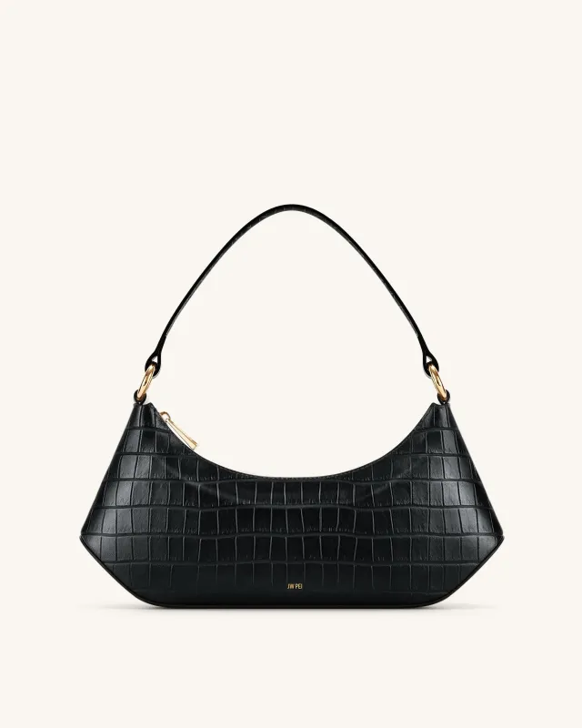 Lily Shoulder Bag - Black Croc sold by JW PEI