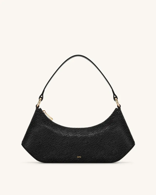 Lily Faux Snake-Effect Shoulder Bag - Black sold by JW PEI