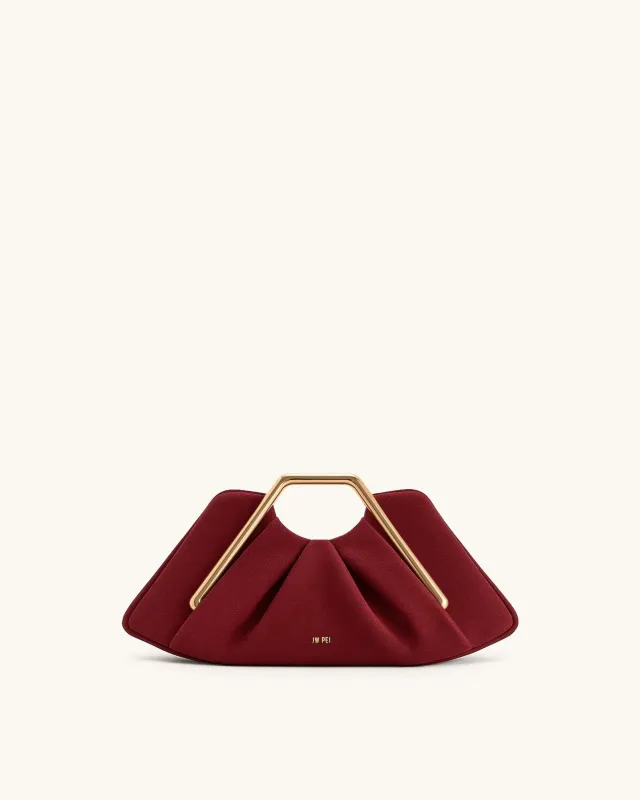 Lila Faux Suede Metal Frame Clutch - Red sold by JW PEI