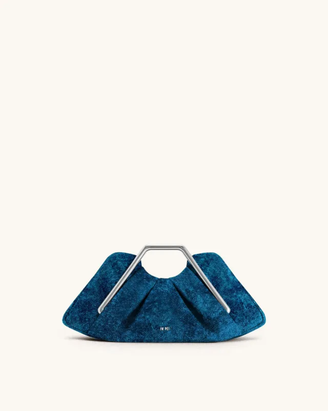 Lila Velvet Metal Frame Clutch - Blue sold by JW PEI