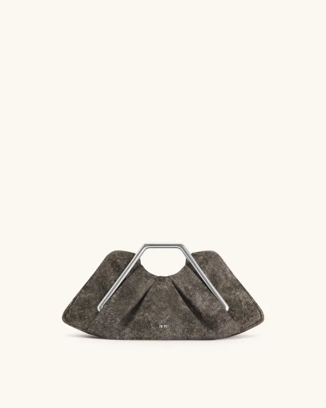 Lila Velvet Metal Frame Clutch - Gray sold by JW PEI