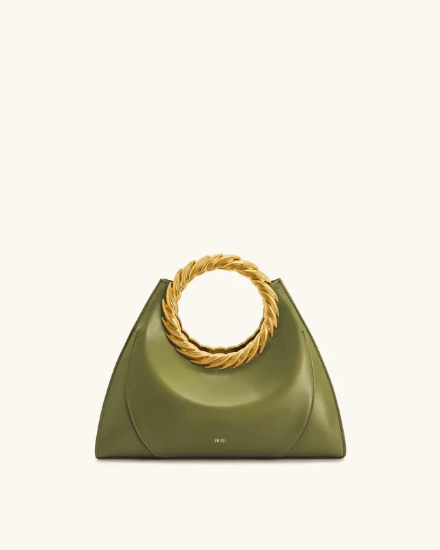 Amiya Leaf Handle Sculpture Bag - Olive Green sold by JW PEI