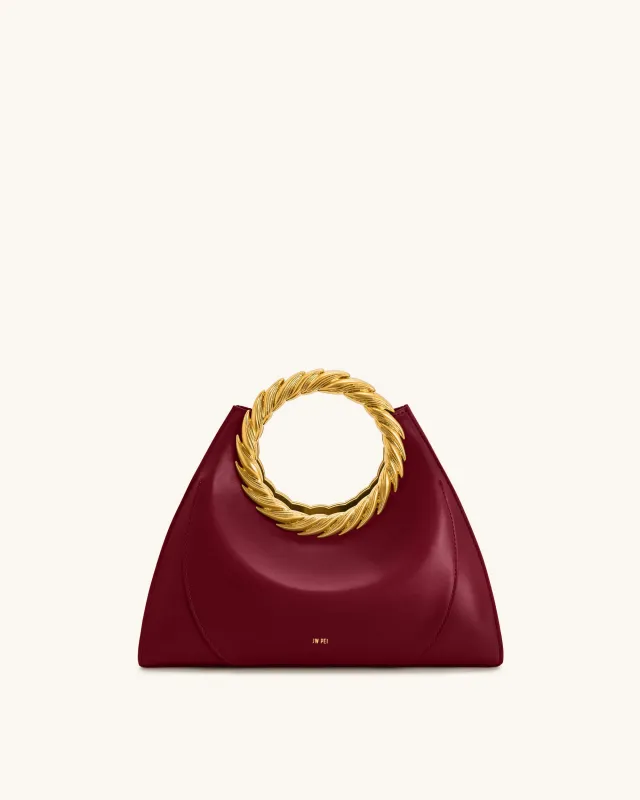 Amiya Leaf Handle Sculpture Bag - Wine Red sold by JW PEI