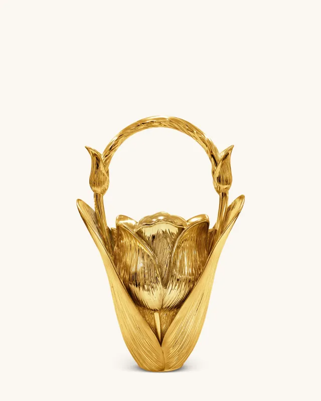 Ella Tulip Vase Top Handle Bag - Gold sold by JW PEI