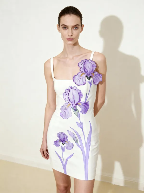 Iris Floral Print Strappy Bodycon Mini Dress - White sold by JW PEI