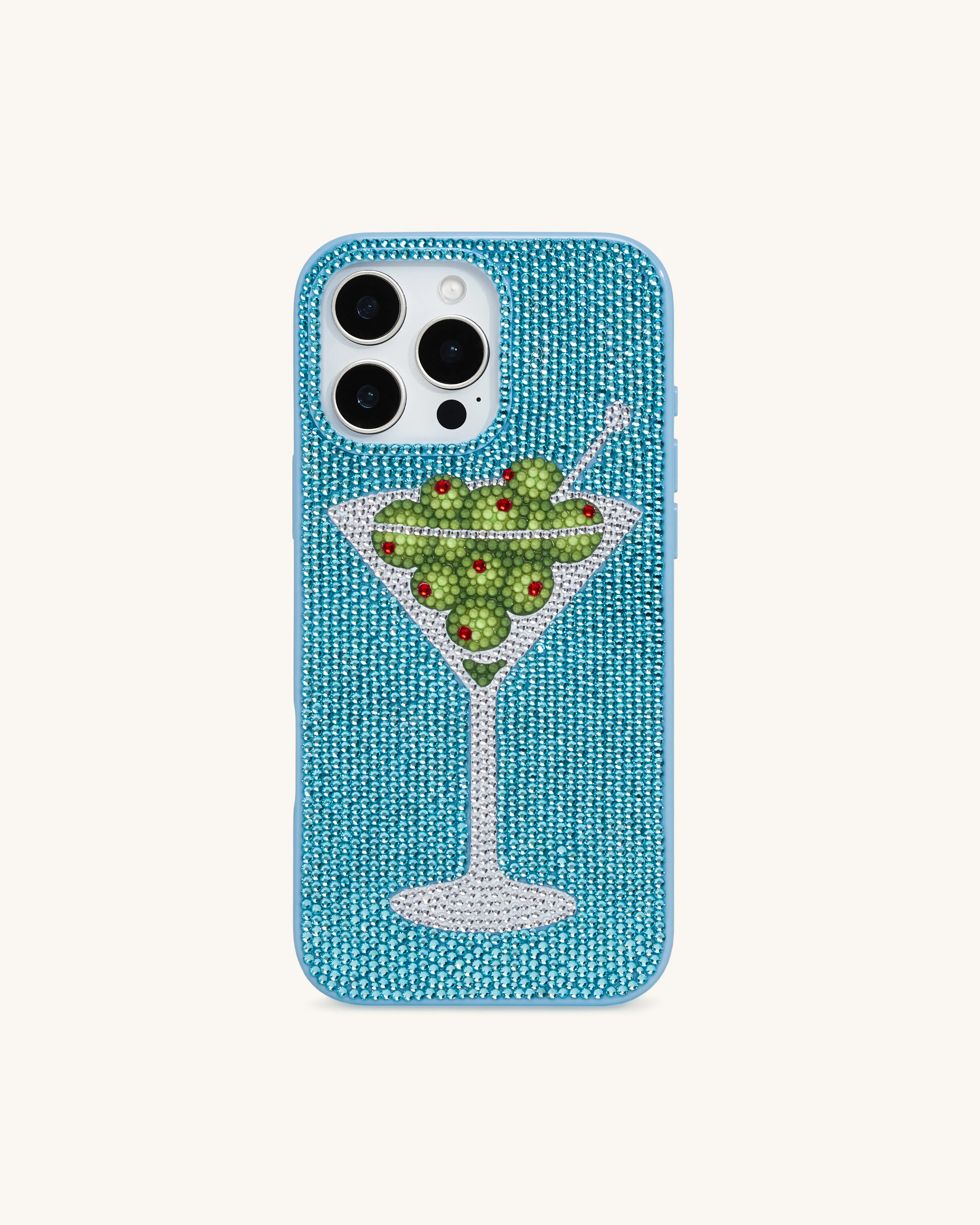 Olive Martini Artificial Crystal Phone Case - Light Blue sold by JW PEI