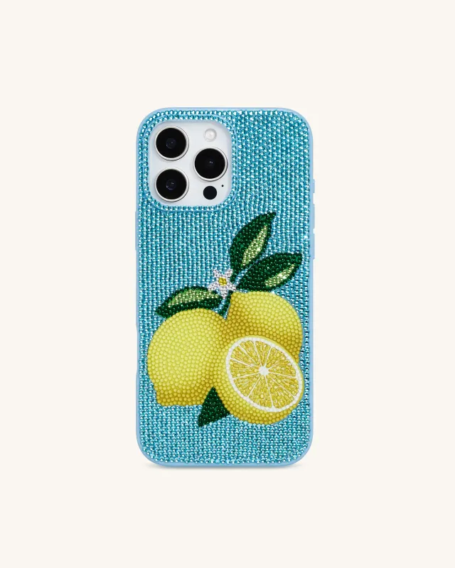 Lemon Artificial Crystal Phone Case - Light Blue sold by JW PEI