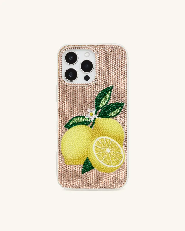 Lemon Artificial Crystal Phone Case - Gold sold by JW PEI