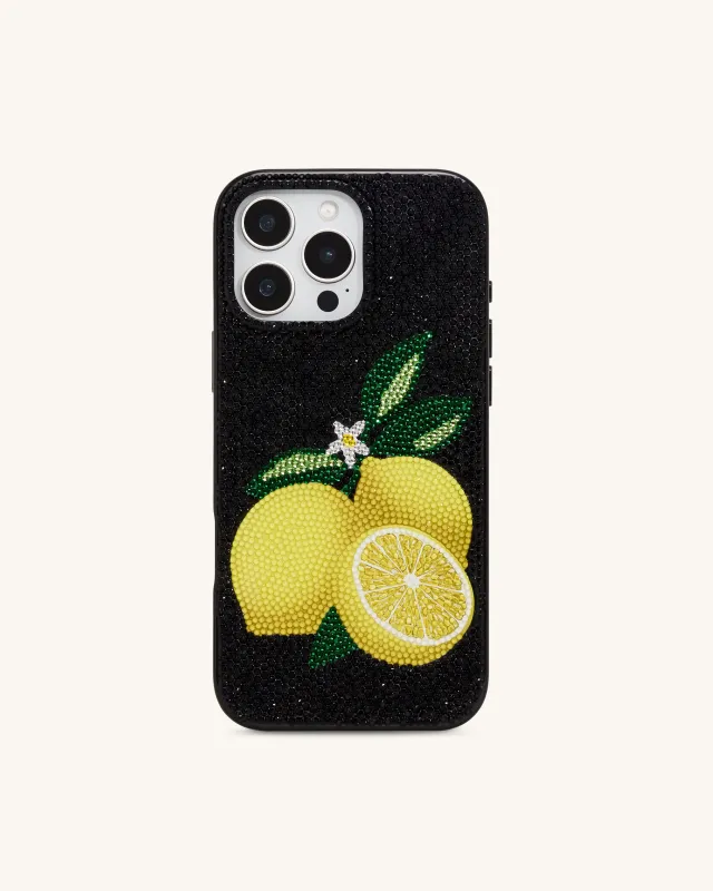 Lemon Artificial Crystal Phone Case - Black sold by JW PEI