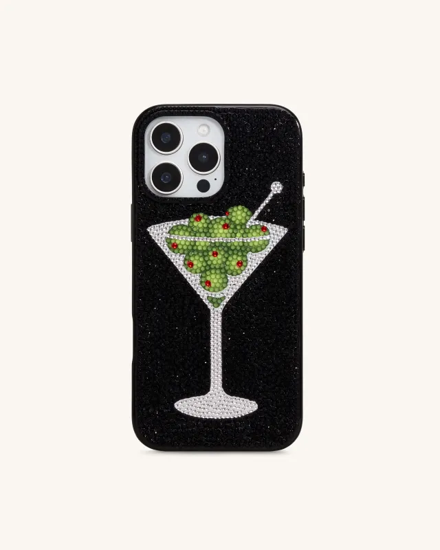 Olive Martini Artificial Crystal Phone Case - Black sold by JW PEI